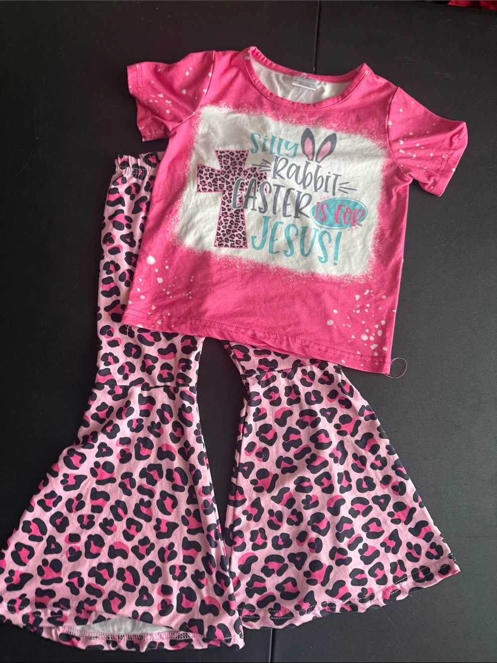 Girls Pink Easter 'Jesus' Short Sleeve Pajama Set